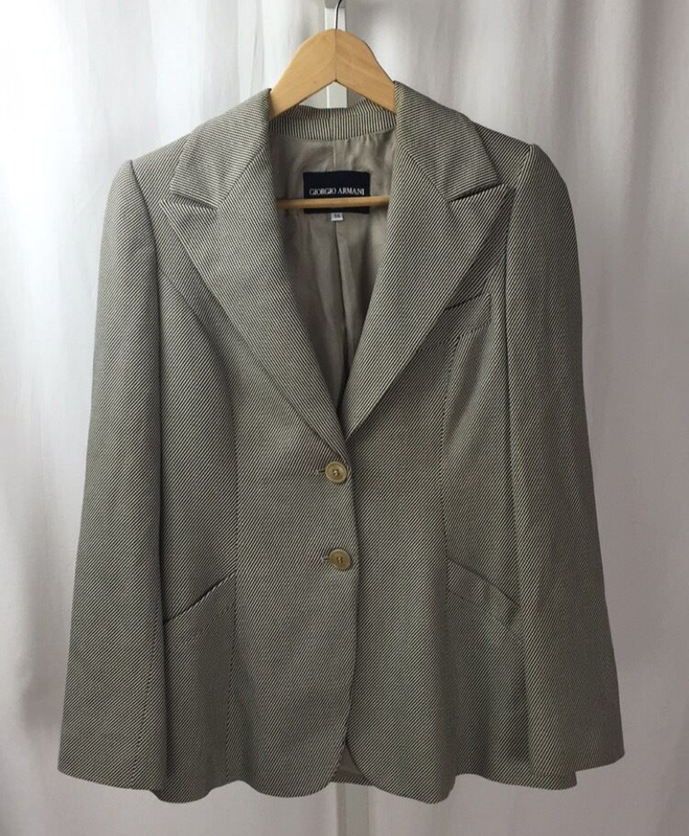Giorgio Armani Womens Black and White Blazer Jacket Sz 36, US 10